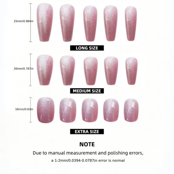 Elegant Pink Cat Eye 3D Butterfly Press On Nails Reusable Medium 10 pc Set NWT - Picture 7 of 9